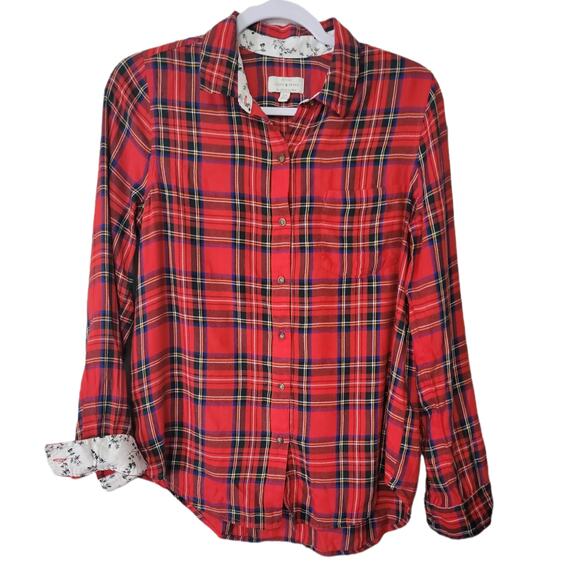 Lucky Brand Small Red Plaid Flannel Button Up - Picture 1 of 3